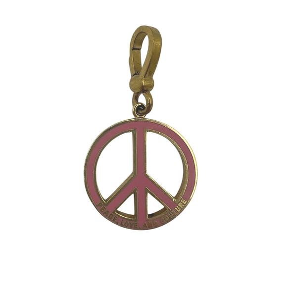 Juicy Couture Peace Sign Keychain Charm Enamel & Pave Rhinestone - Picture 1 of 6